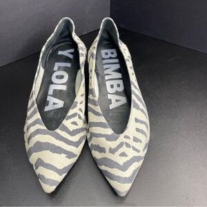 Italian‎ Leather Bimba Y Lola Women's Zebra Print Flats